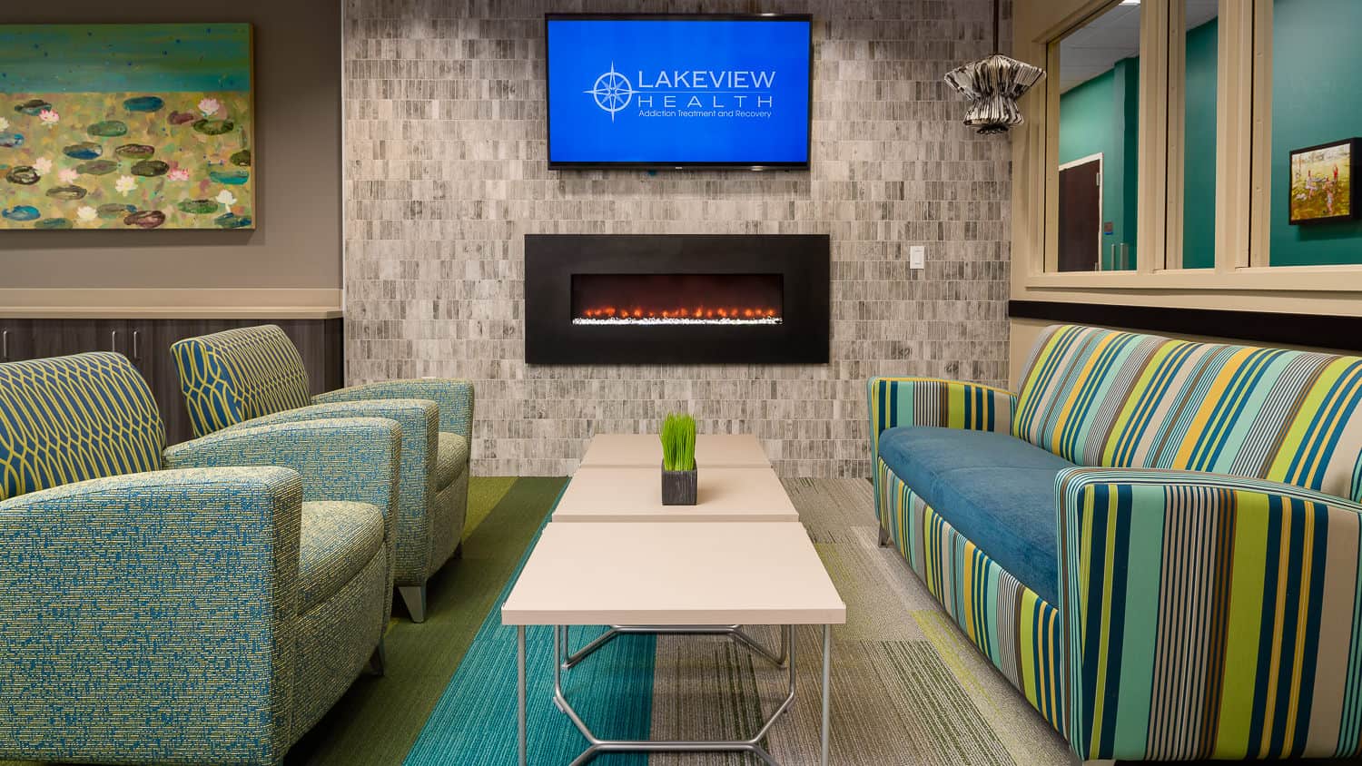 Day Room Fireplace Lakeview Health - The Woodlands TX Day Room Fireplace Lakeview Health - The Woodlands TX Lakeview-201801-010.psd Houston Commercial Architectural Photographer Dee Zunker