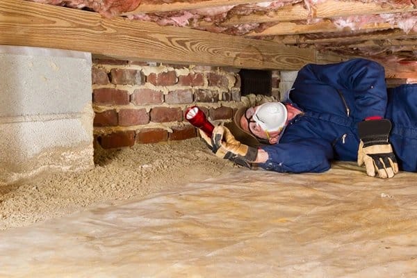 Termites inspection by a professional technician.