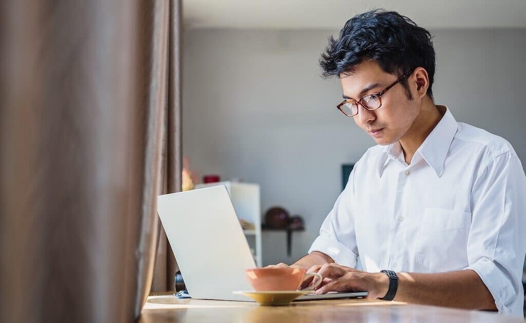 Student working during a summer internship