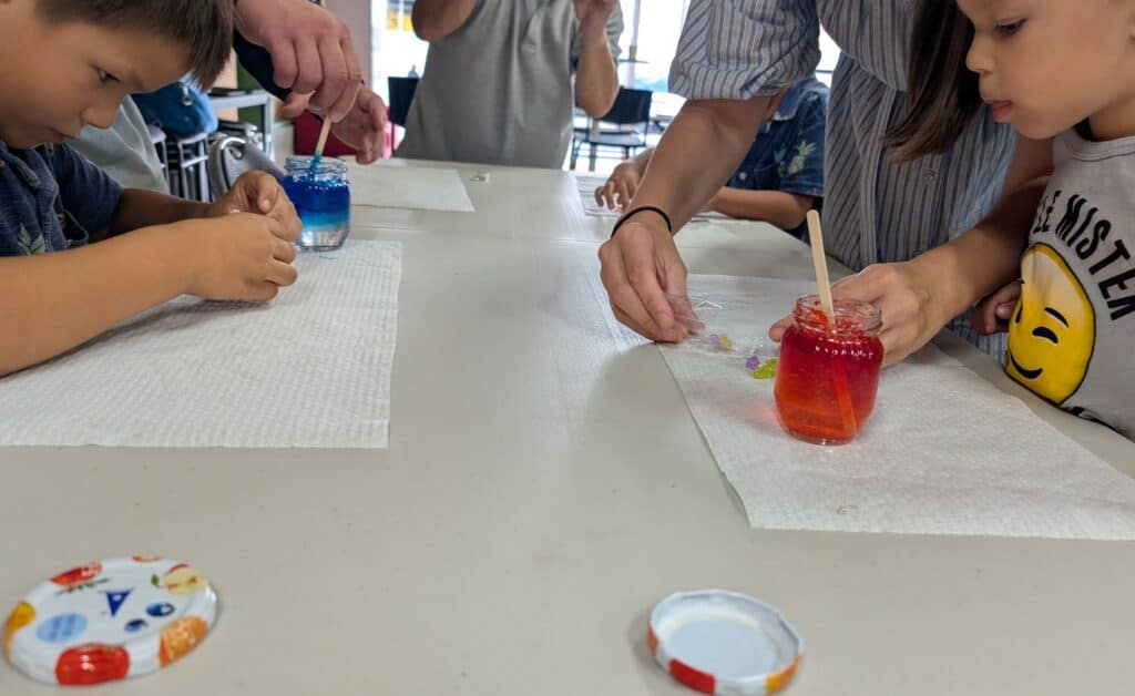 This is a picture of our kid's club craft where the kids were making scented crafts.