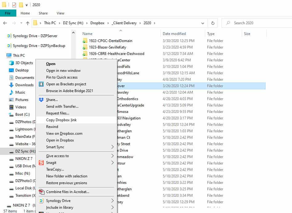 DropBox share link from your PC