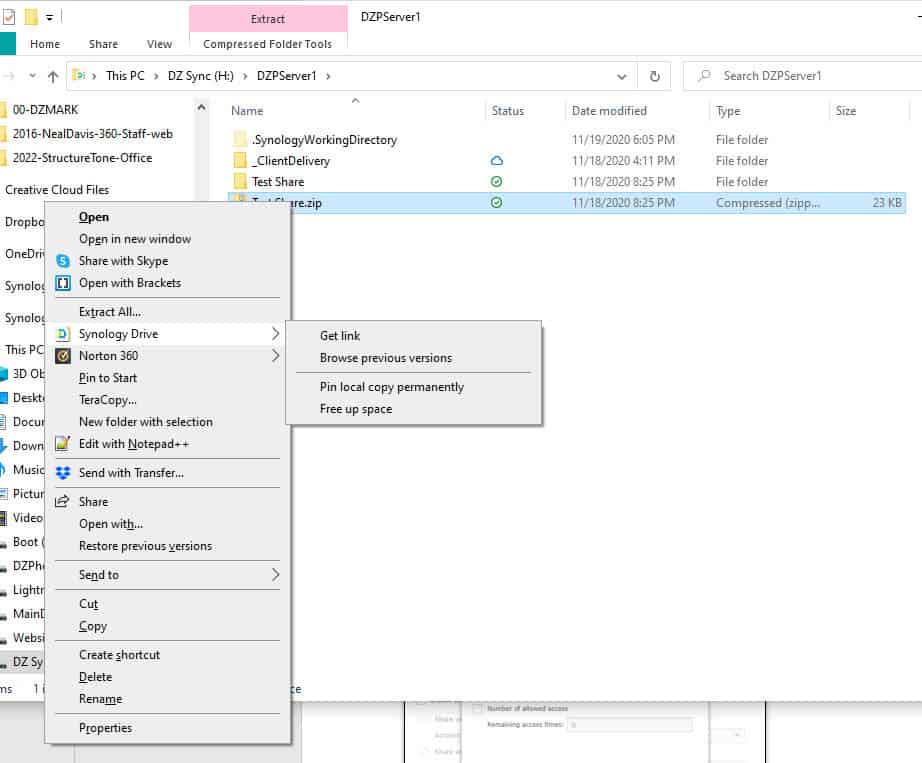 Synology Drive Share Link from PC