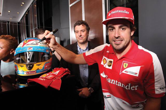 Rick de la Croix with Fernando Alonso at Bal Harbour Boutique