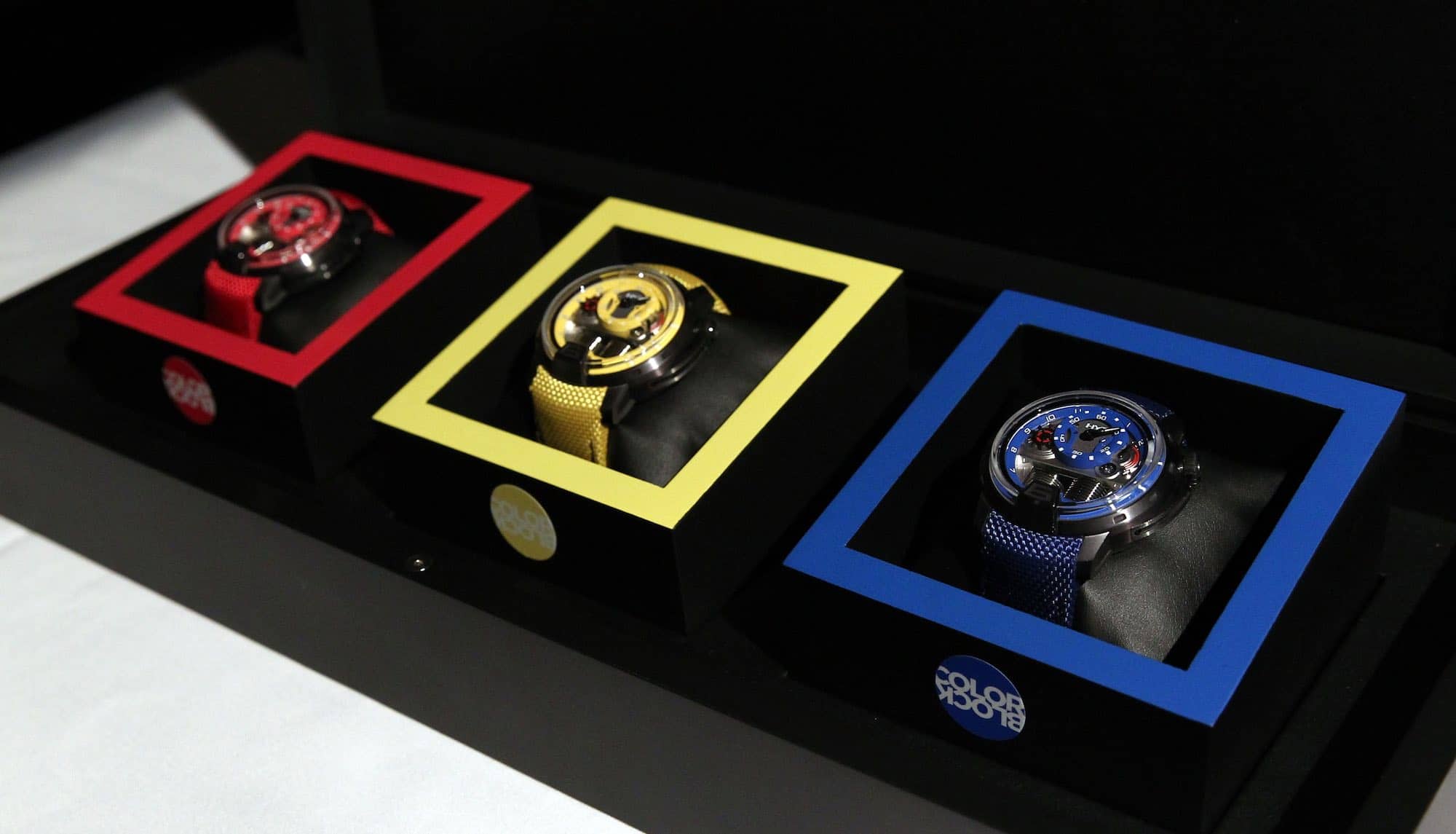 NEW YORK, NY - OCTOBER 25: H1 Colorblock Collection watches are displayed during the Haute Living Celebrations for The H1 Colorblock Collection Official Launch At Mamo NYC on October 25, 2016 in New York City. (Photo by Astrid Stawiarz/Getty Images for Haute Living)
