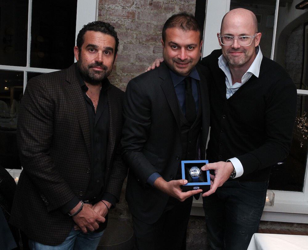 NEW YORK, NY - OCTOBER 25: (L-R) Seth Semilof, Kamal Hotchadani and Vincent Perriard attend the Haute Living Celebrates The H1 Colorblock Collection Official Launch At Mamo NYC on October 25, 2016 in New York City. (Photo by Astrid Stawiarz/Getty Images for Haute Living)