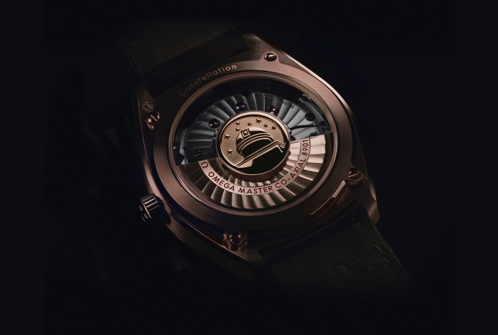 Globemaster caseback. The gold models house caliber 8901 with 18K Sedna TM gold rotor and balance bridge.