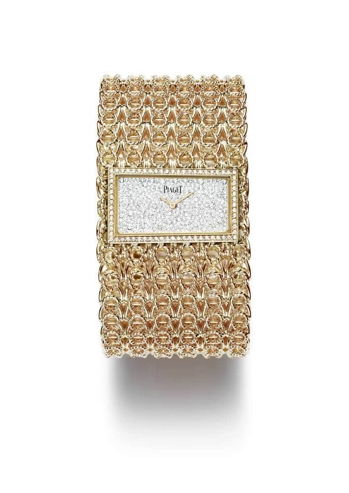 Gold chain cuff watch