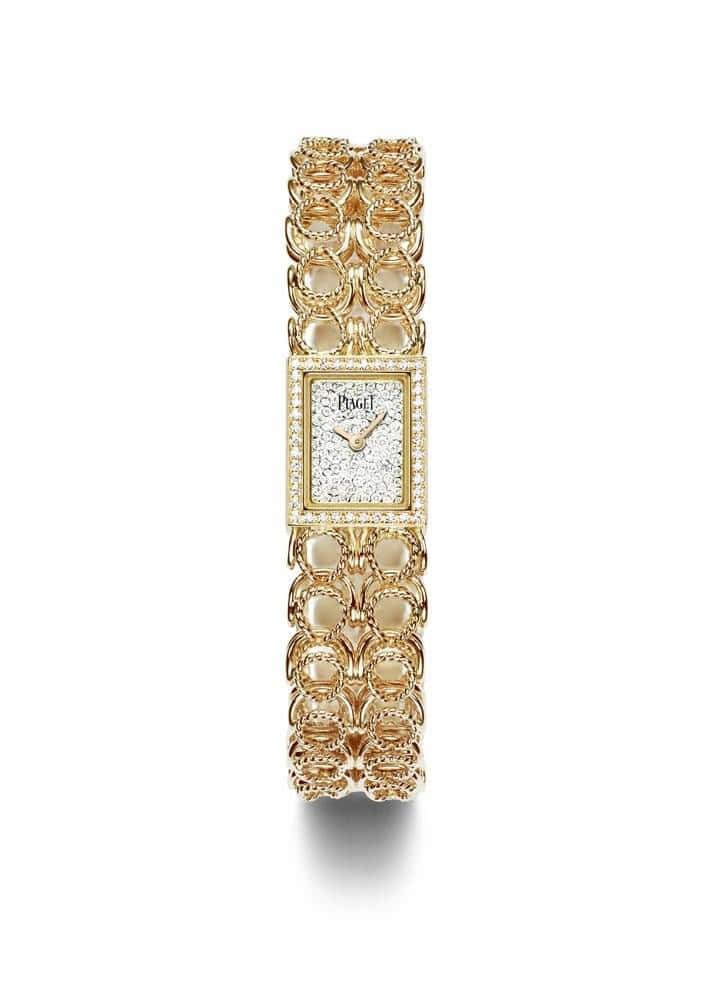 Gold chain cuff watch