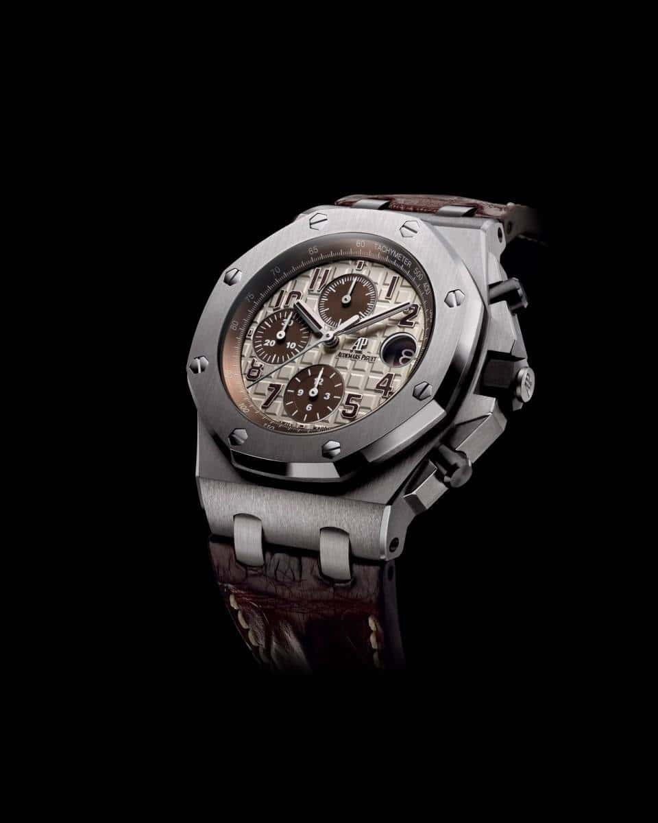 This is a Royal Oak Offshore for men of action, its rugged stainless-steel case and khaki colourway all hankering for the great outdoors