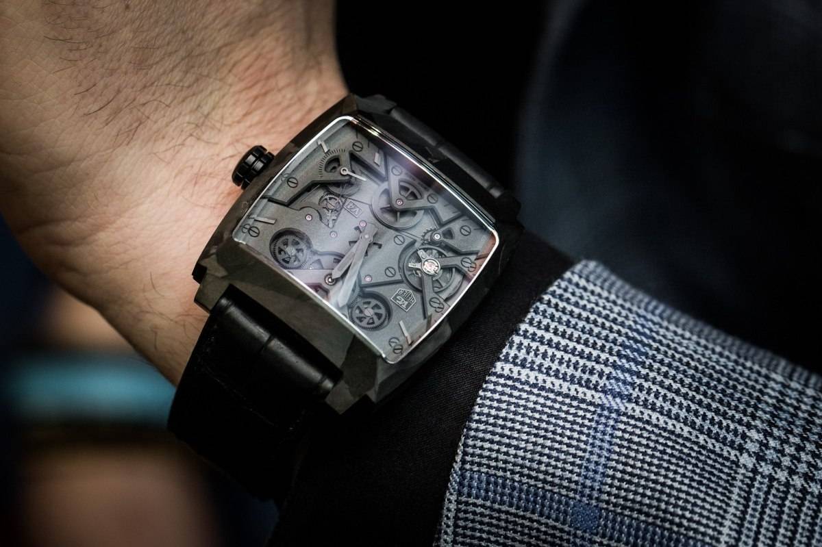 Tag Heuer Monaco V4 Phantom Watch Baselwolrd 2015 Wrist