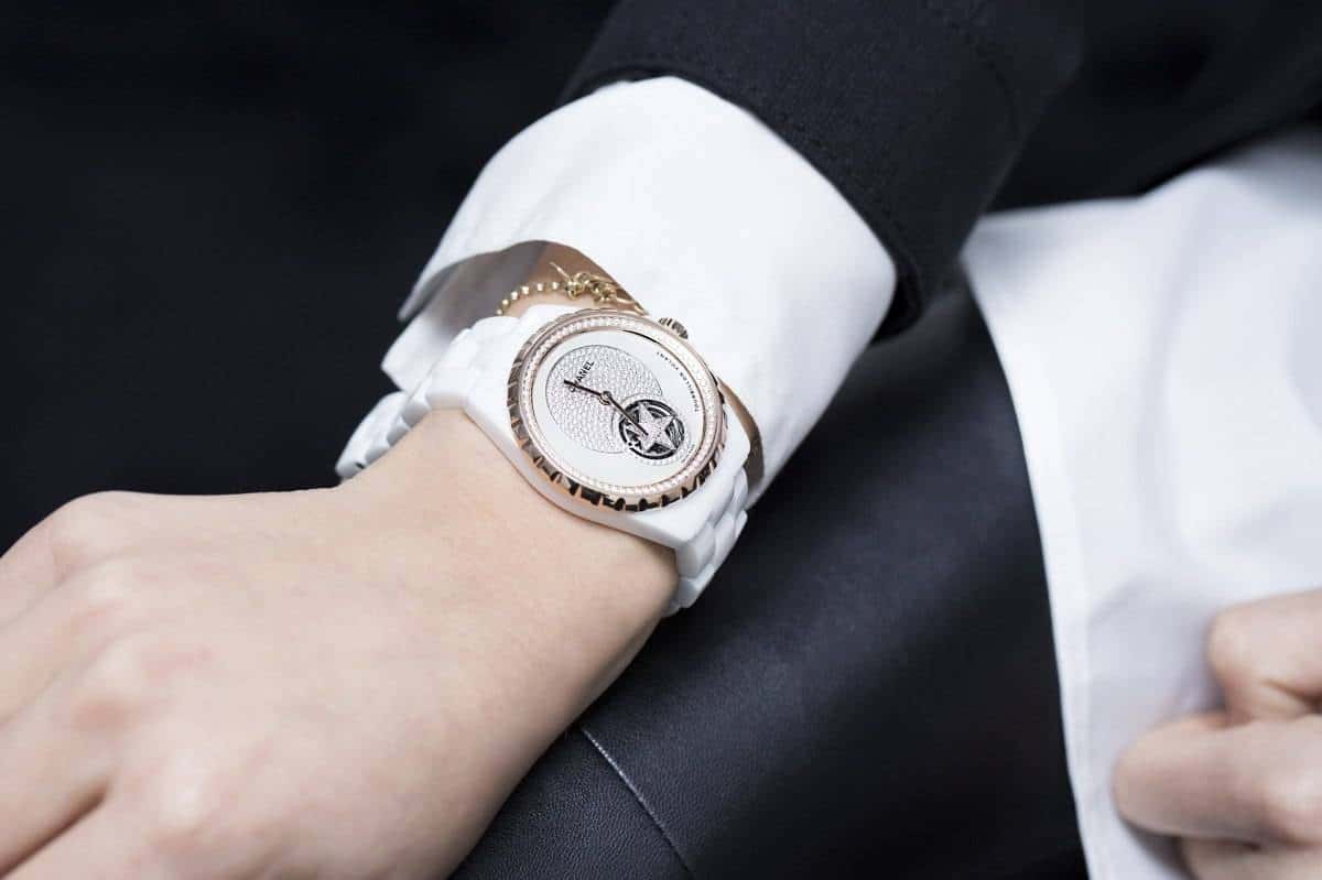 Chanel J12 Flying Tourbillon White Watch Baselworld 2015 wrist
