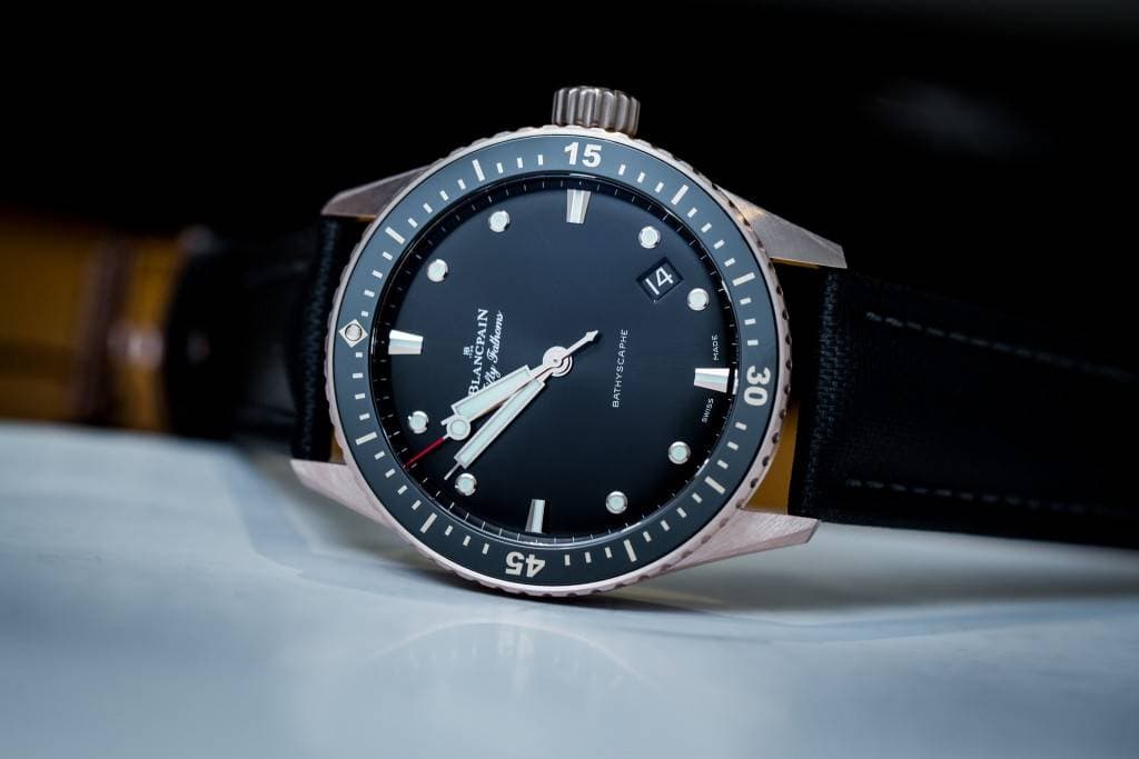 Blancpain Fifty Fathoms Bathyscaphe Watch In Ceramic and rose gold