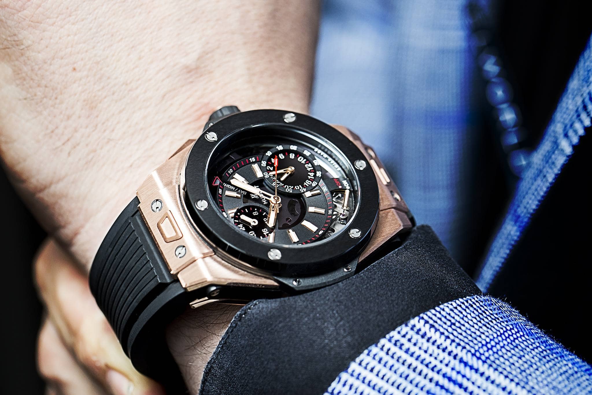 Hublot Big Bang Alarm Repeater Watch in King Gold On Wrist