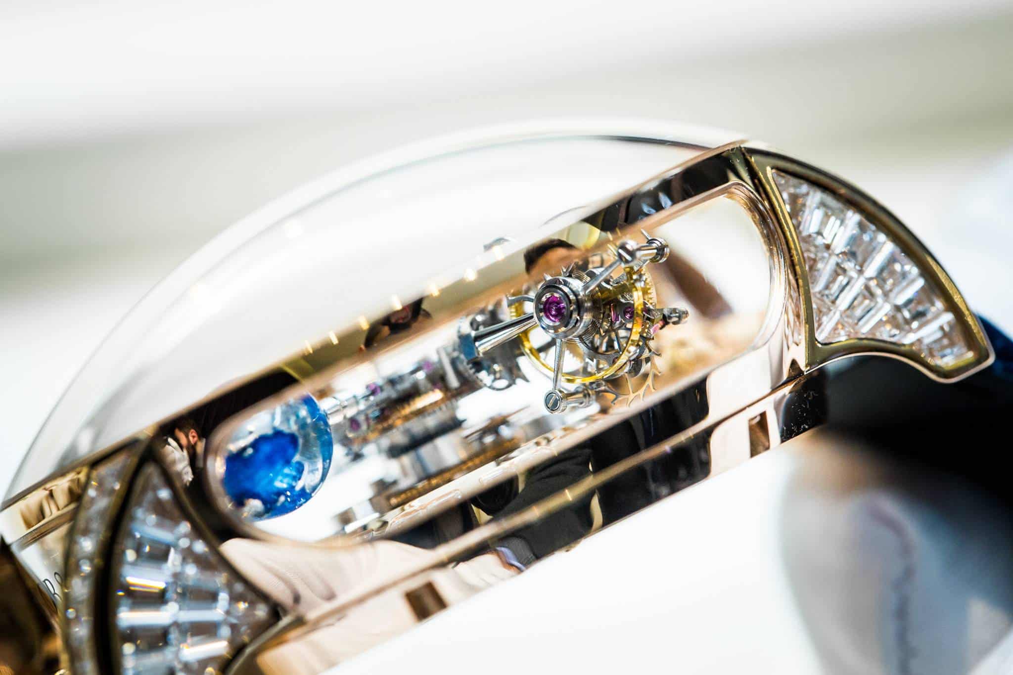 Jacob & Co Astronomia Tourbillon Baguette Watch Baselworld 2015 Close Up 9