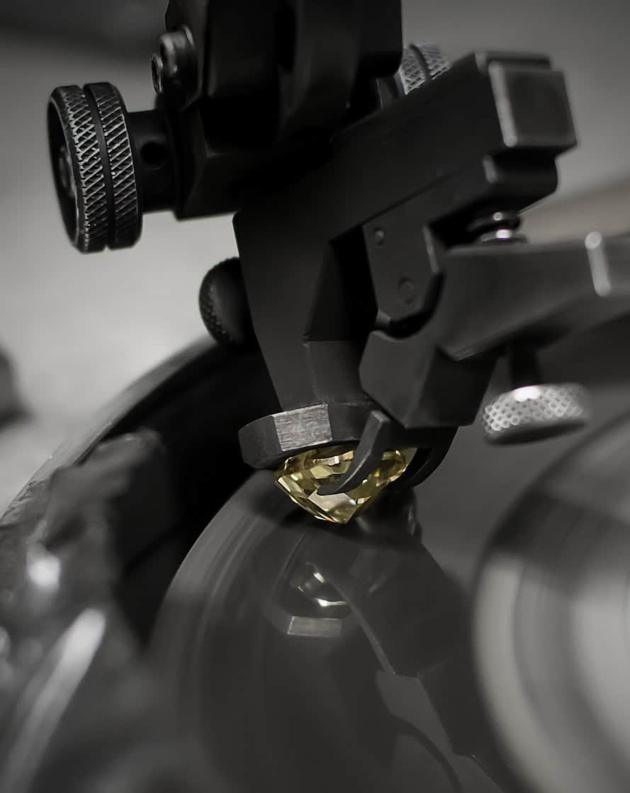 Graf's  expert cutter s and polishers use special tools for the precision work. 