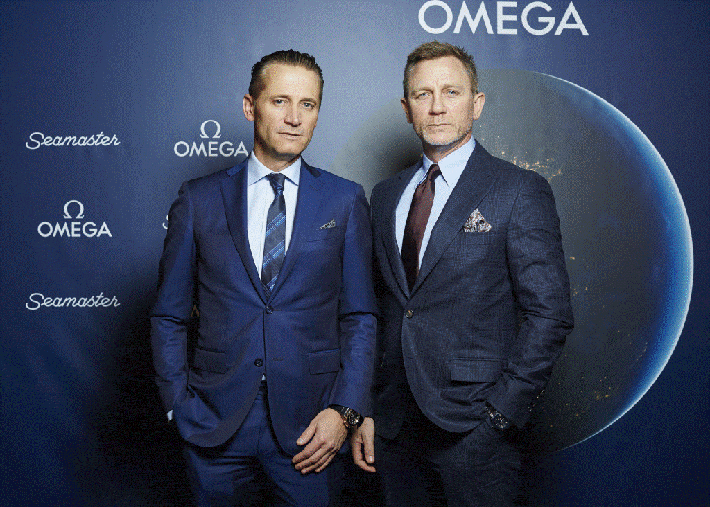 Omega CEO Raynald Aeschlimann (left) with Daniel Craig