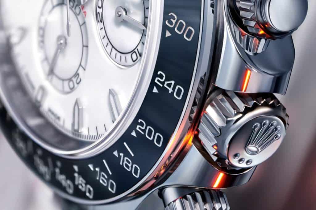 Close-up of the Rolex Daytona 126502 enamel dial and Cerachrom bezel