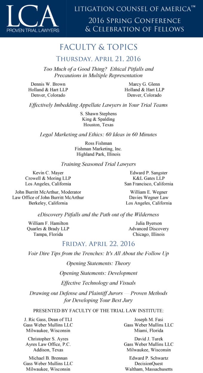2016 Spring Faculty & Topics