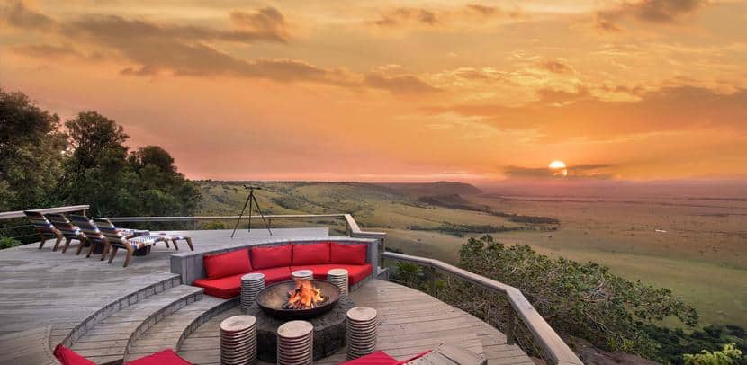 Angama Mara Lodge with beautiful sunset views in Kenya