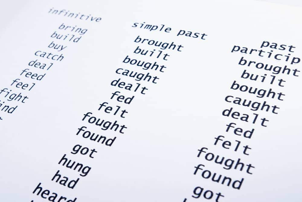 Lista completa de irregular verbs