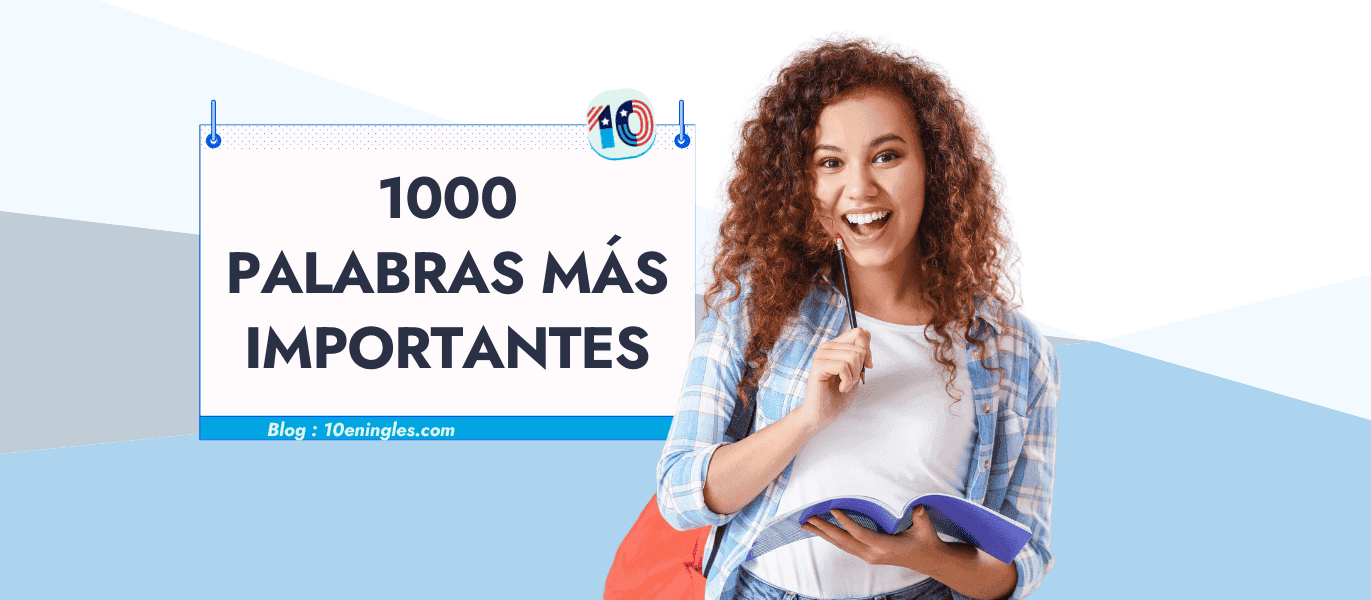Mujer joven y sonriente sosteniendo un libro, mostrando entusiasmo por aprender las 1000 palabras más importantes del inglés.