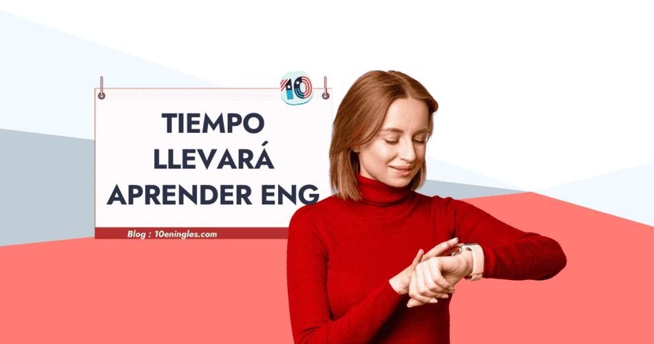 Mujer consultando su reloj, pensando en el tiempo que le llevará aprender inglés.