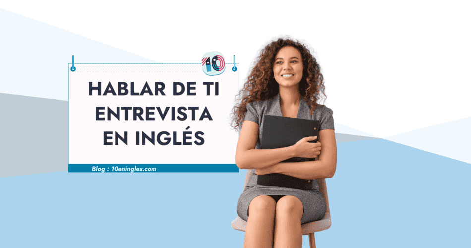 Joven profesional ilustrando la guía sobre cómo hablar de ti en una entrevista en inglés.