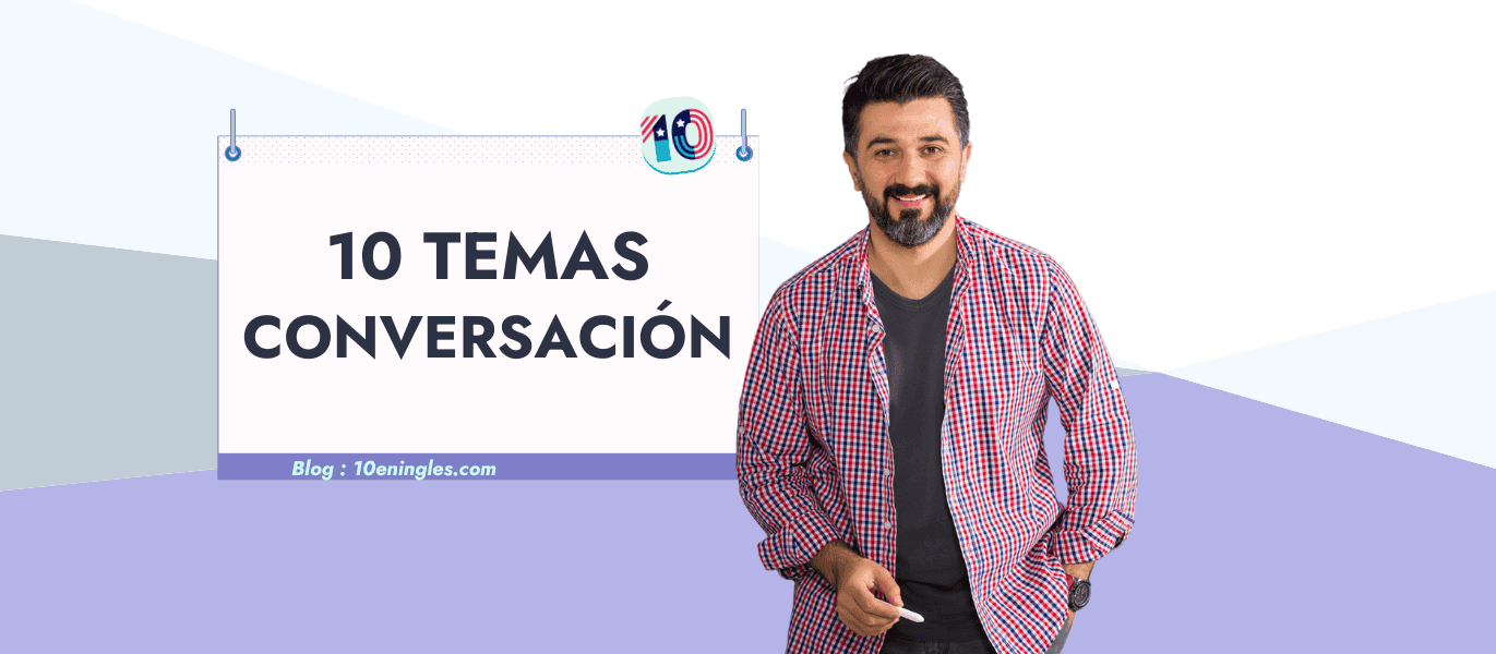Profesor presentando una guía sobre 10 temas de conversación en inglés.