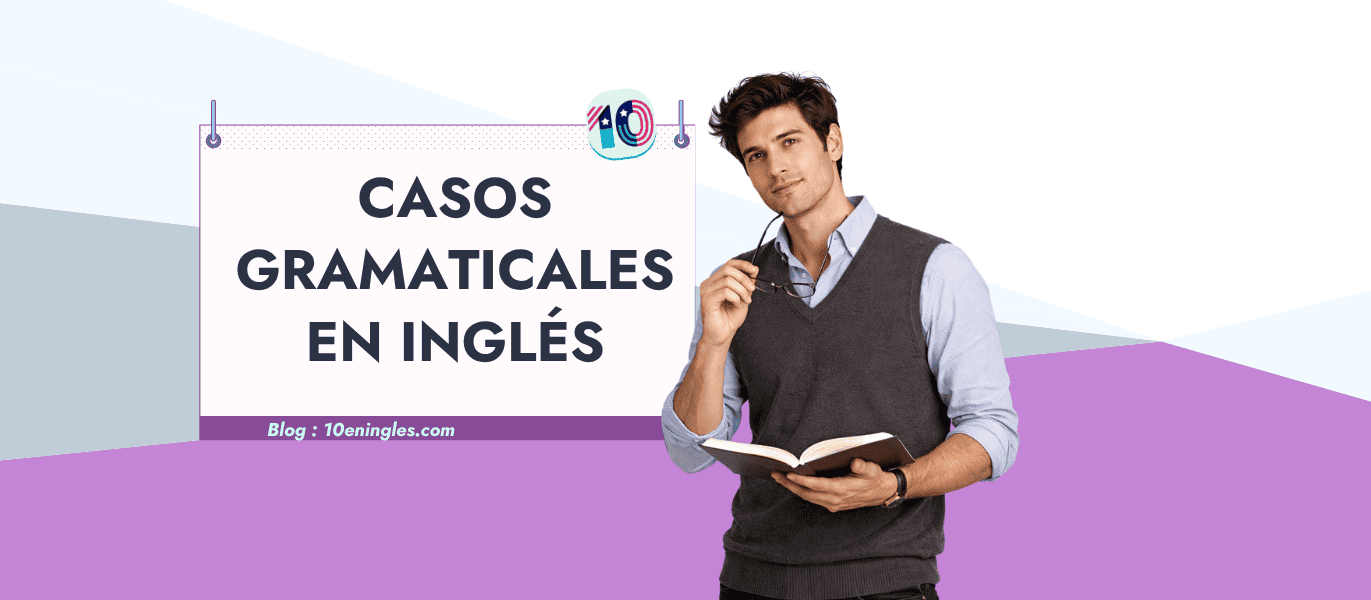 Profesor con un libro presentando la lección definitiva sobre los casos gramaticales en inglés