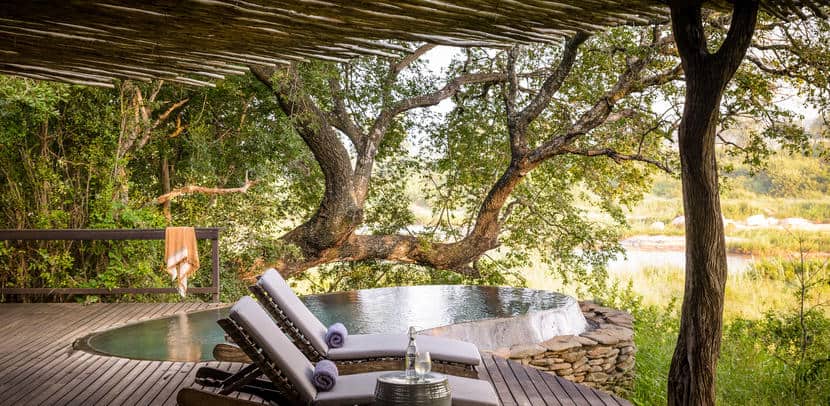 Private plunge pool in african bush