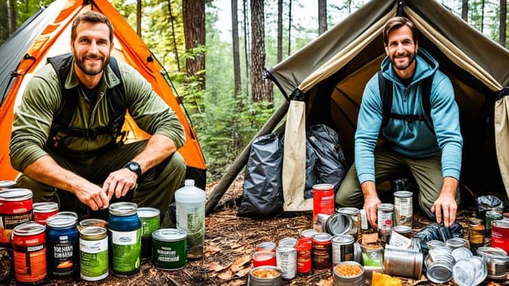A prepper and a survivalist camping