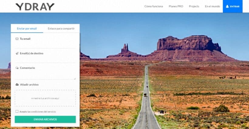 Envía archivos de hasta 5GB con Ydray