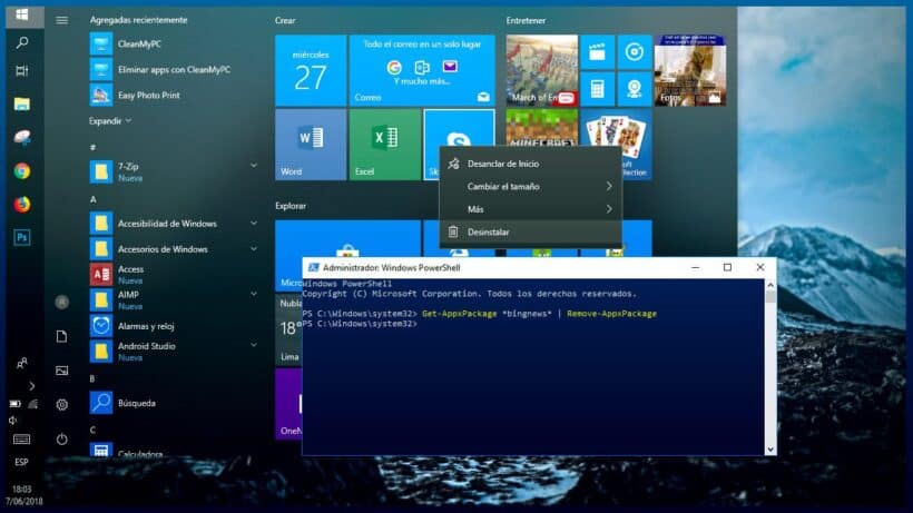 Cómo desinstalar apps preinstaladas en Windows 10