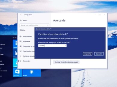 Cambiar Nombre de equipo y Red en Windows 10