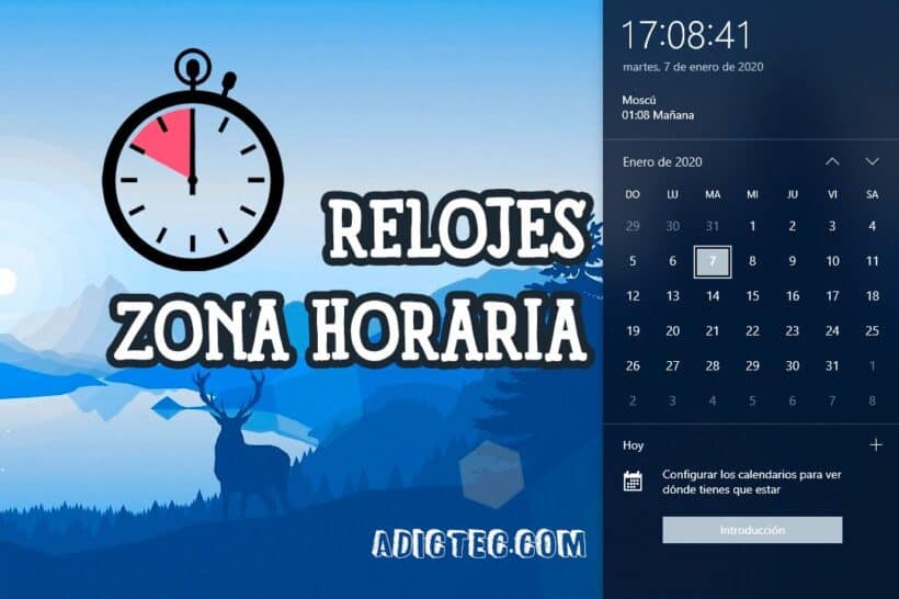 Añadir relojes zona horaria en barra de tareas Windows 10