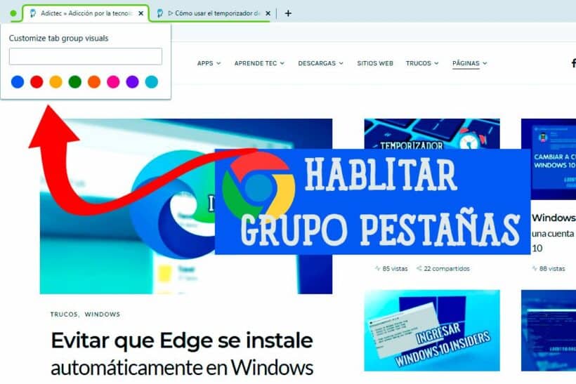 Habilitar grupos de pestañas en Chrome