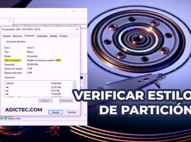 Verificar estilo de partición disco Windows 10