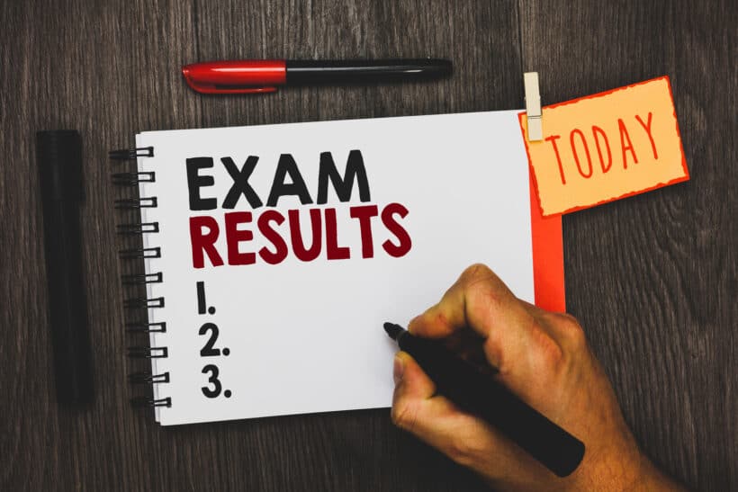26925644 text sign showing exam results conceptual photo an outcome of a formal test that shows knowledge or ability man holding marker notebook clothespin hold reminder cup markers wood table