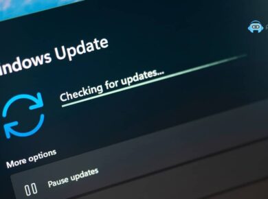 Pantalla de Windows Update buscando la última versión de Windows 11.