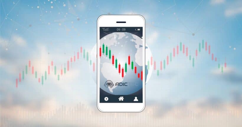 Imagen de un smartphone con una plataforma de trading
