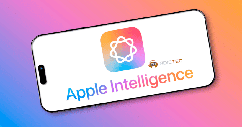 Una captura de pantalla de un teléfono inteligente mostrando el logotipo de Apple Intelligence, con el nombre "Apple Intelligence" escrito debajo