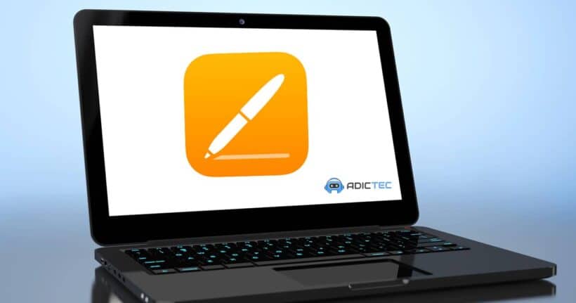 Portátil mostrando el icono de Pages.