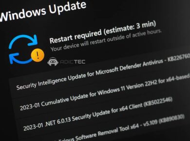 Captura de pantalla de la sección de actualizaciones de Windows, mostrando una lista de actualizaciones disponibles, incluyendo una advertencia de reinicio.