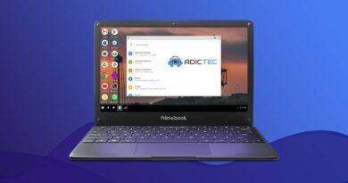 Imagen de un portátil mostrando una interfaz de usuario similar a Android, representando la experiencia de usar un emulador Android en una computadora.