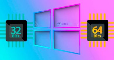 Ilustración que muestra dos procesadores, uno de 32 bits y otro de 64 bits, junto al logo de Windows. La imagen representa la diferencia entre sistemas operativos de 32 y 64 bits.