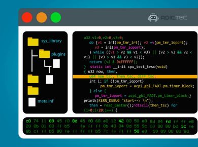 Una ventana de software que muestra código de programación y una estructura de archivos, representando un entorno de desarrollo integrado (IDE).