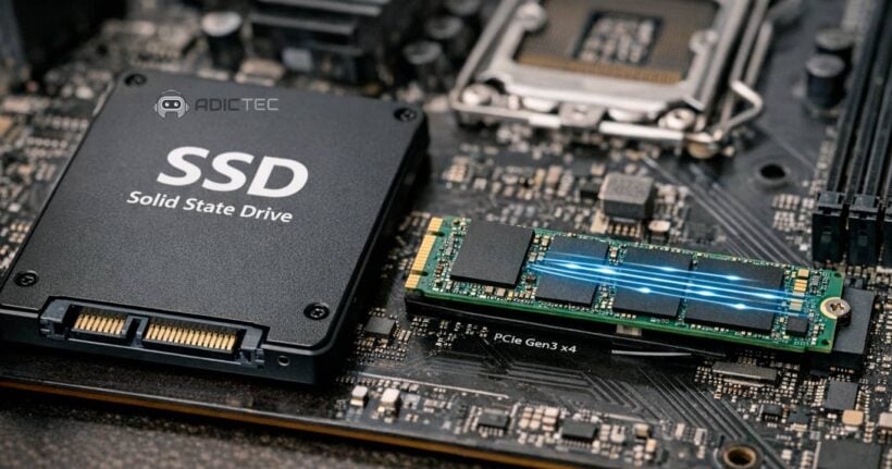 Ilustración de la diferencia de velocidad M.2 SATA vs NVMe en paralelo.