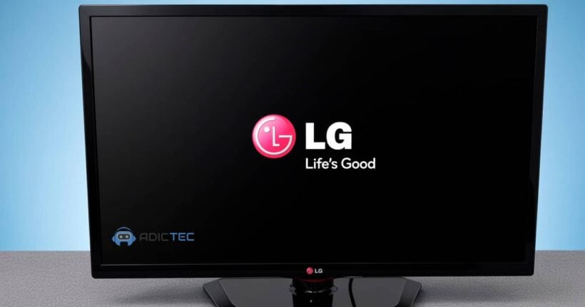 Televisor LG mostrando el logo de LG en una pantalla negra, el caso típico cuando una TV LG no enciende del todo