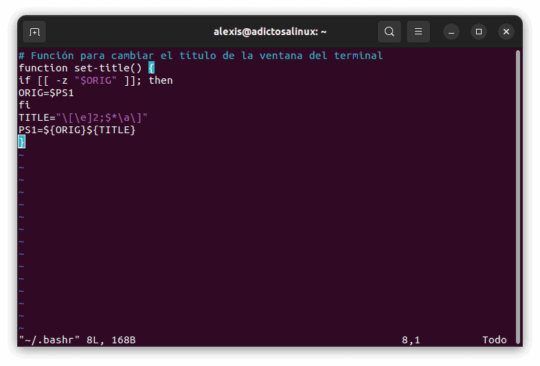 Función para cambiar el título de la ventana del terminal