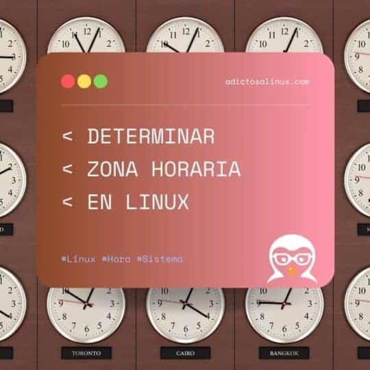 Imagen de varios relojes de diferentes zonas horarias del mundo, con texto que indica cómo determinar la zona horaria en Linux.